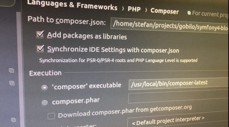 Composer in PhpStorm mit Docker Remote PHP Interpreter nutzen